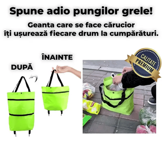 Cărucioar de cumpăraturi pliabil - CăruciorLaFix™
